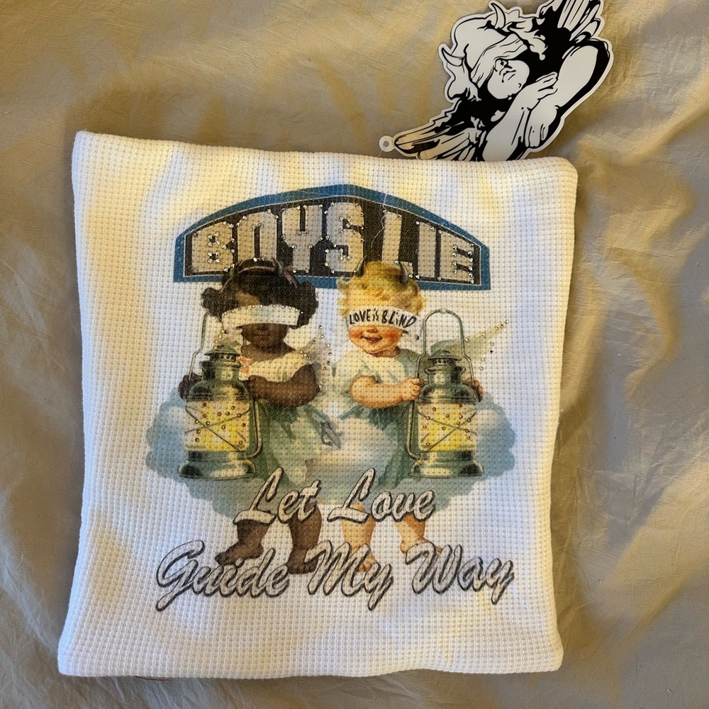 BOYS LIE LET LOVE GUIDE MY WAY THERMAL TUBE TOP XS